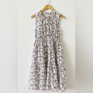 XiRENA June Cotton/Silk Cream and Purple Floral Midi Dress Size S